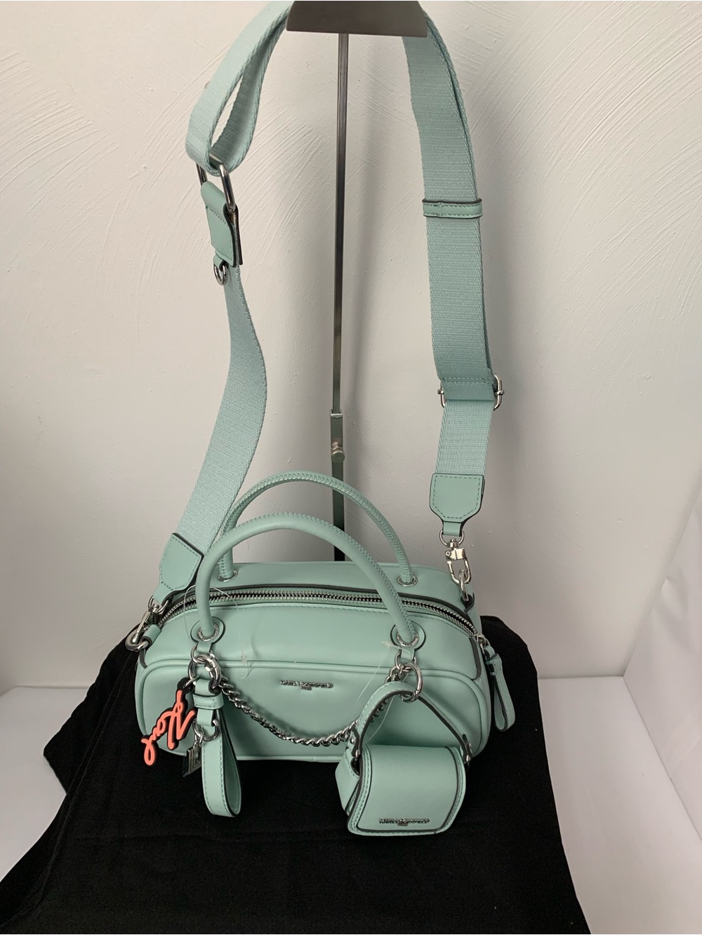 KARL LAGERFELD PARIS Zaylia Mini Satchel With Mini Bag and Chain Handle Bag